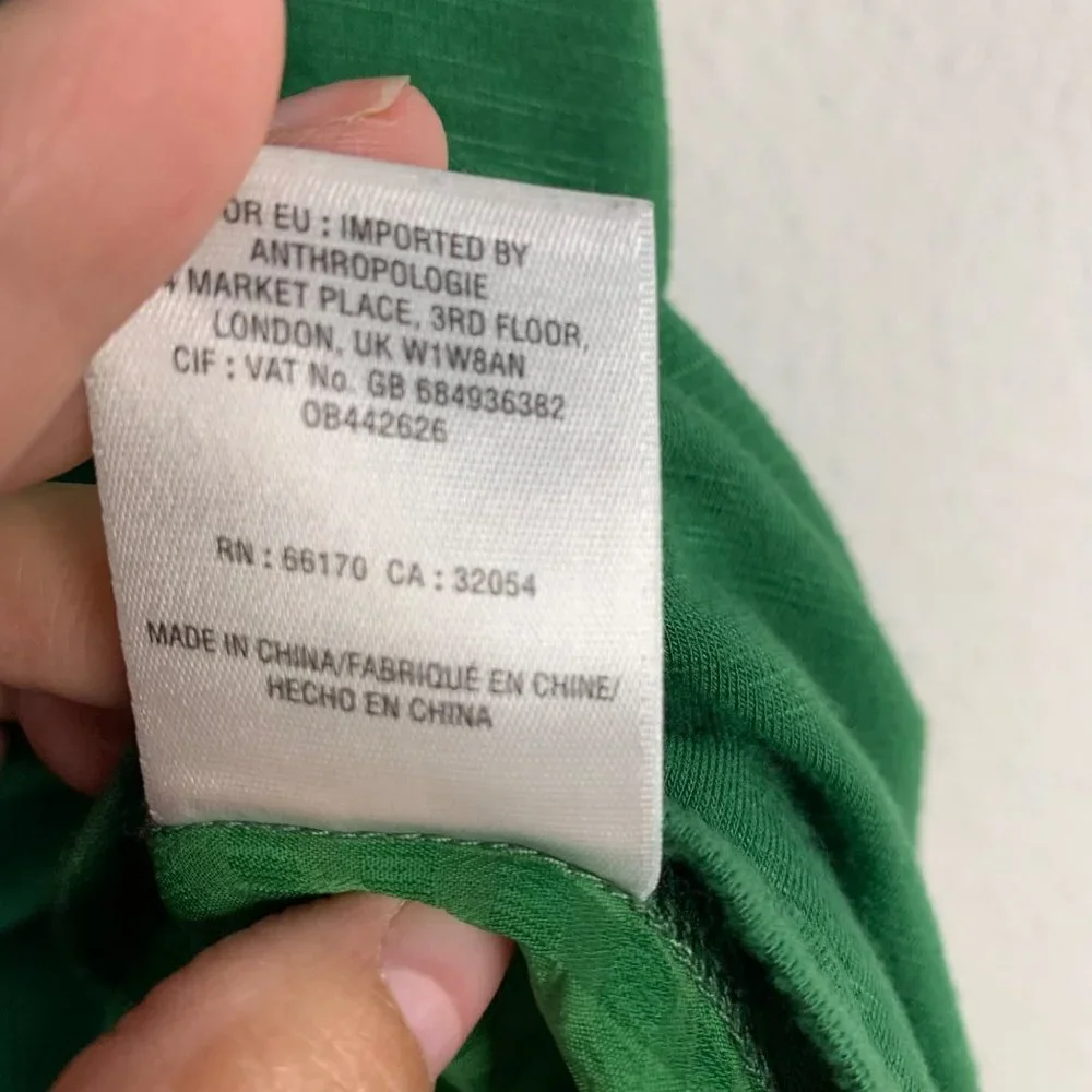 Anthropologie Deletta Green High Low Short Sleeve Blouse - Picture 5 of 7